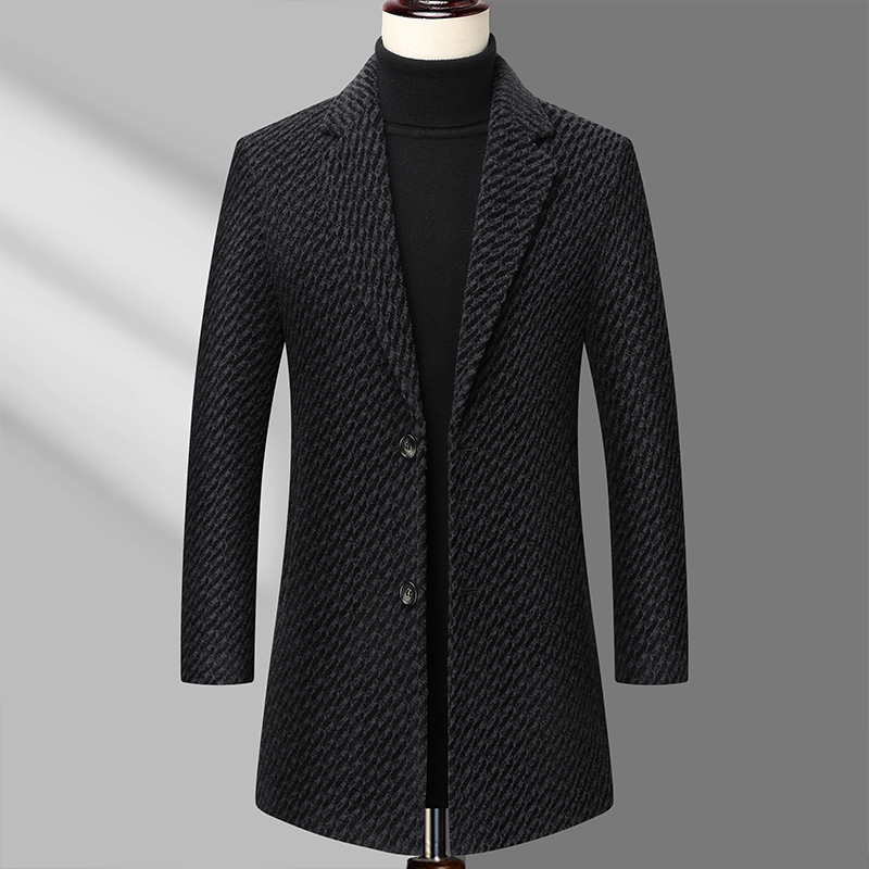 Long Coat Men Mens Wool Jacket – Wool Coat Peacoat recenzja i cena