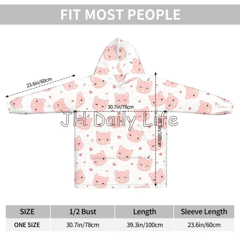 Cartoon Pigs Wearable Flannel  – Sherpa Hoodie Fleece recenzja i cena