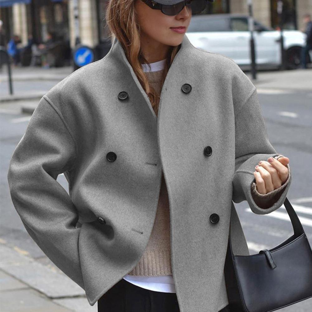 Women's Winter Cropped Wool Co – Wool Coat Peacoat recenzja i cena
