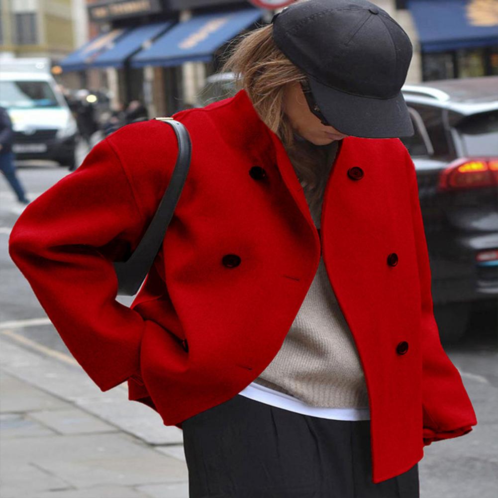 Women's Winter Cropped Wool Co – Wool Coat Peacoat recenzja i cena