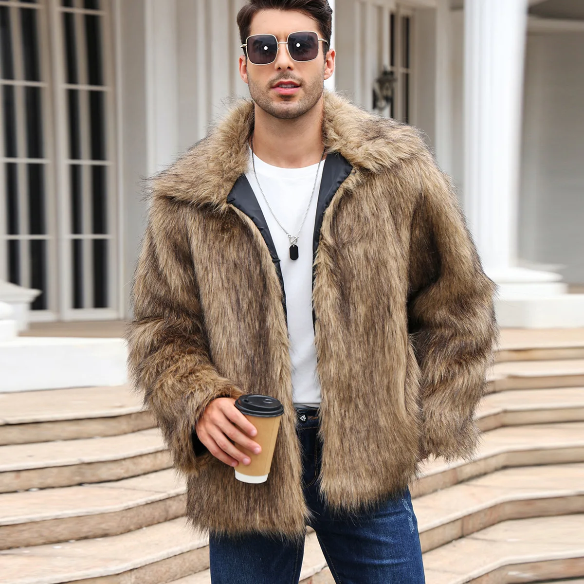 Men Faux Fox Fur Jacket Coat W – Down Jacket Packable recenzja i cena