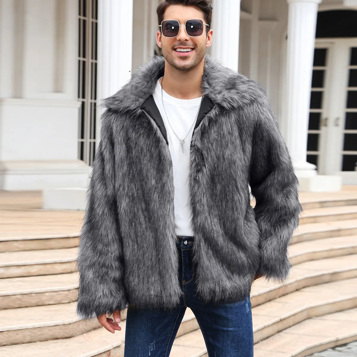 Men Faux Fox Fur Jacket Coat W – Down Jacket Packable recenzja i cena