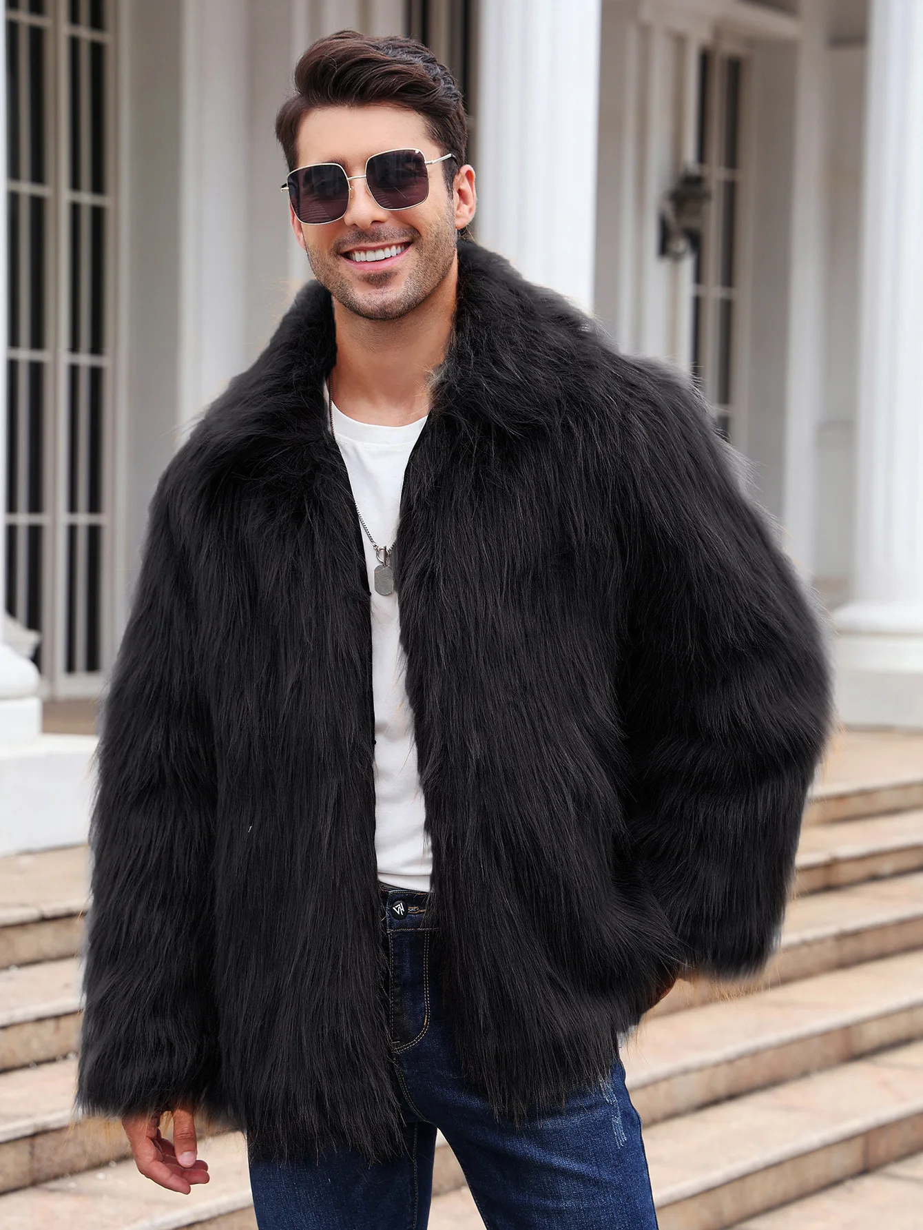Men Faux Fox Fur Jacket Coat W – Down Jacket Packable recenzja i cena