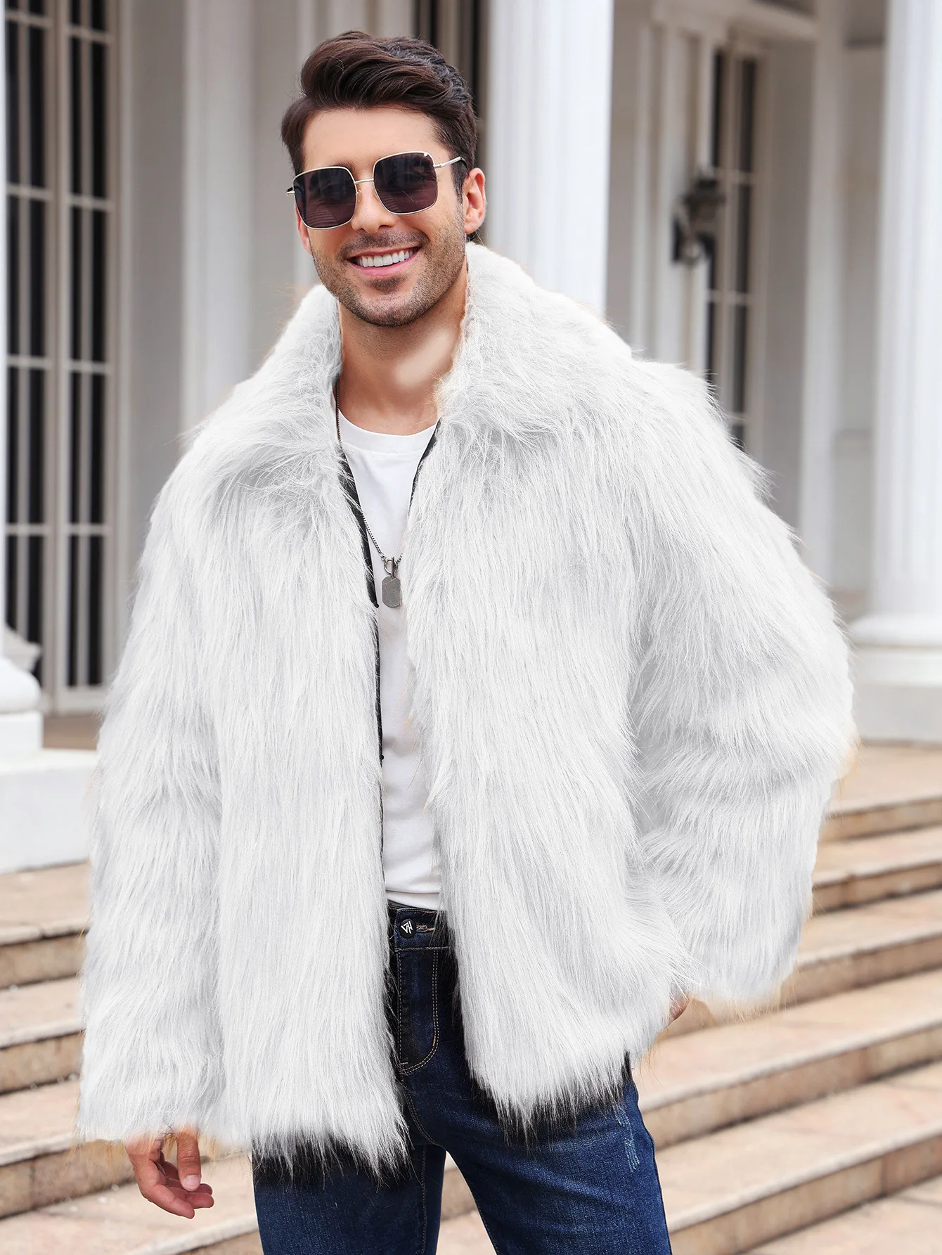 Men Faux Fox Fur Jacket Coat W – Down Jacket Packable recenzja i cena