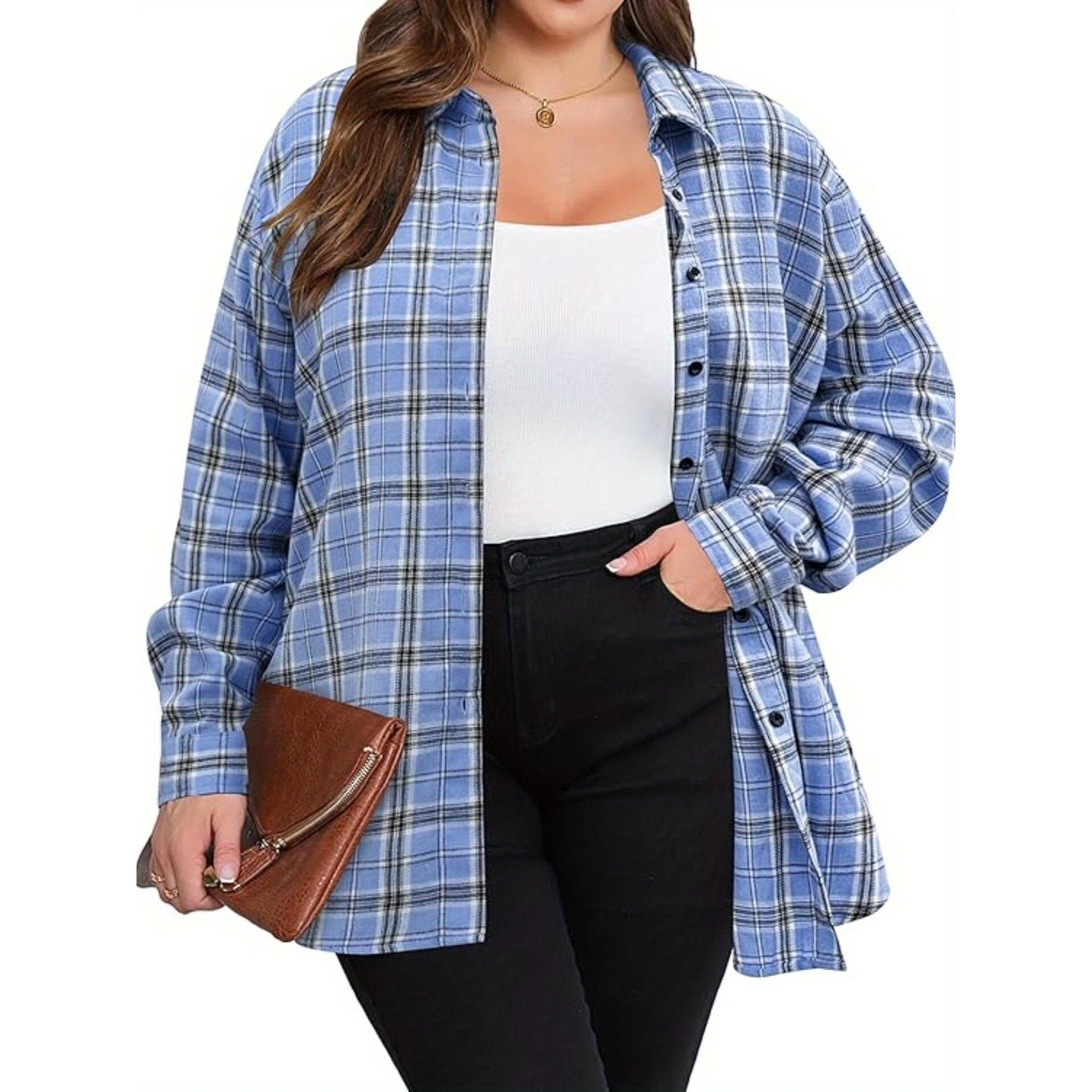 Warm Flannel Plaid Shirt Women – Flannel Shirt Lined recenzja i cena