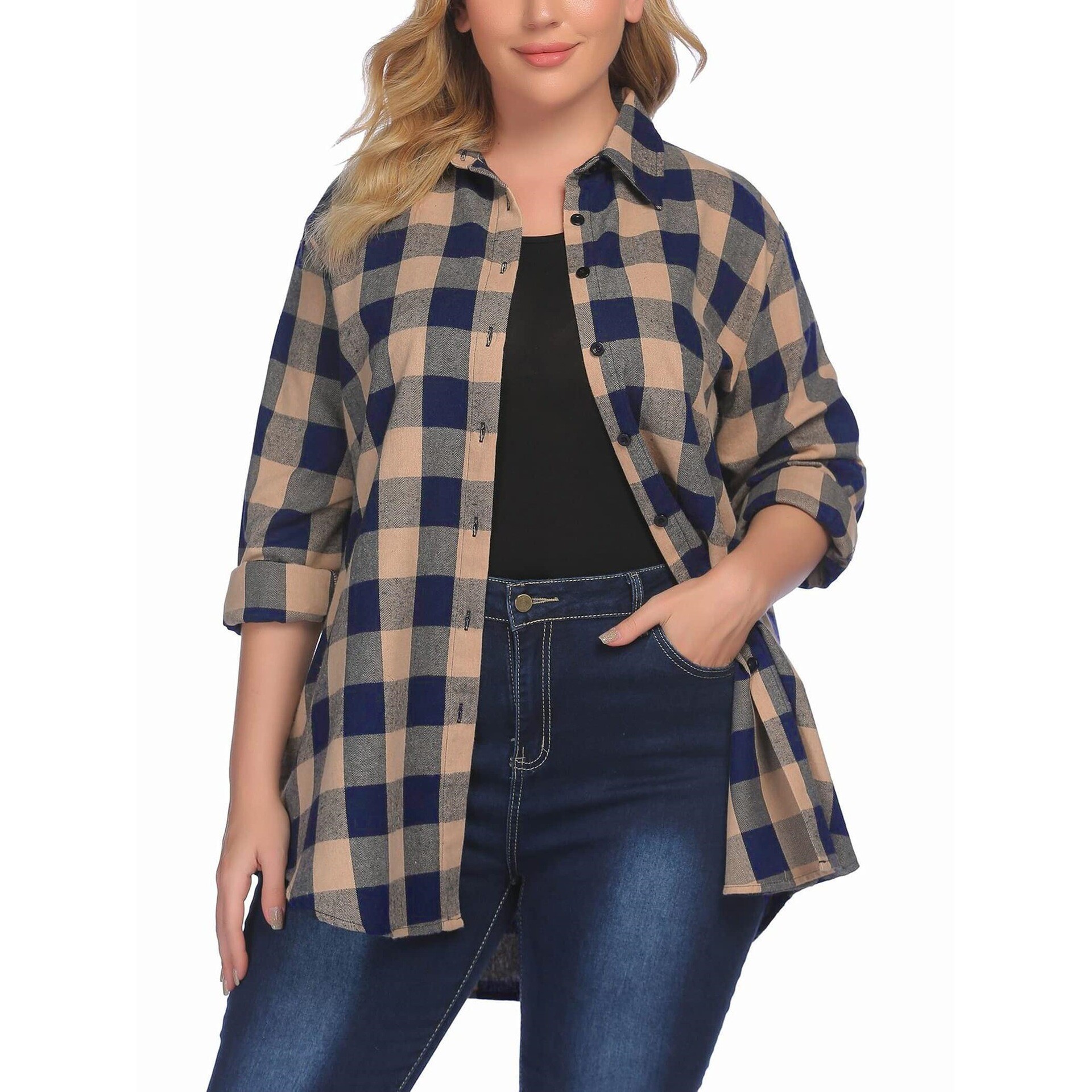 Warm Flannel Plaid Shirt Women – Flannel Shirt Lined recenzja i cena