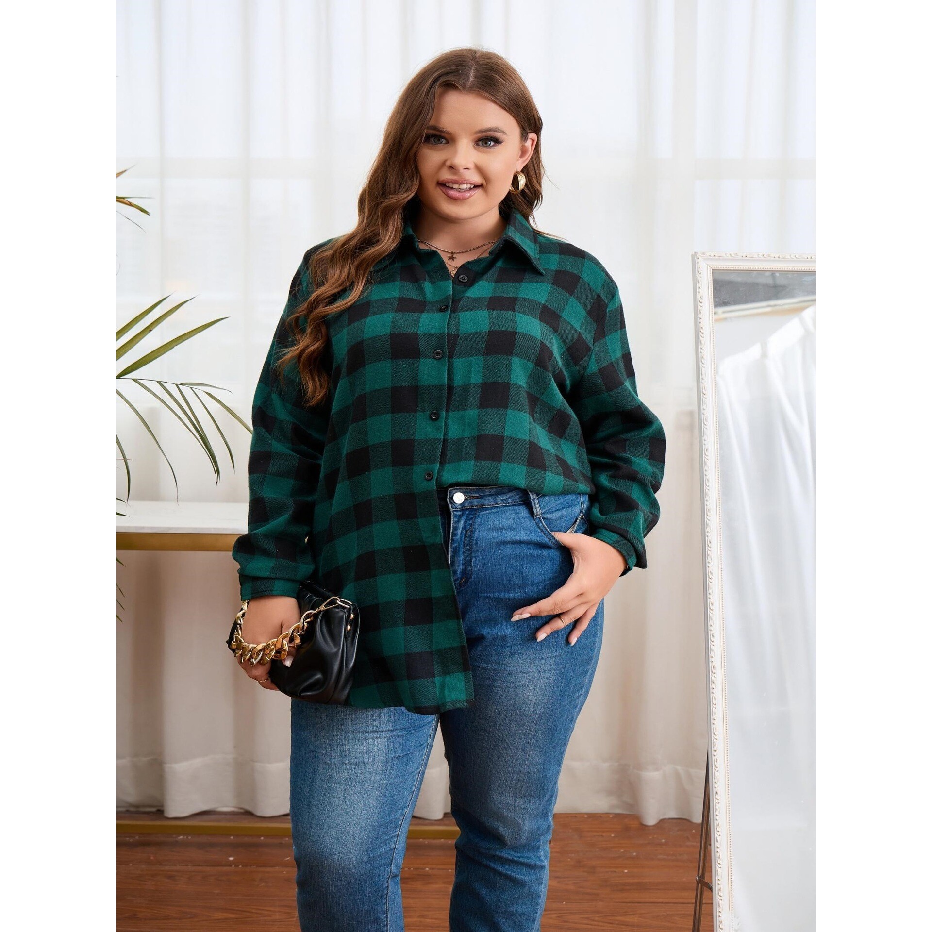 Warm Flannel Plaid Shirt Women – Flannel Shirt Lined recenzja i cena