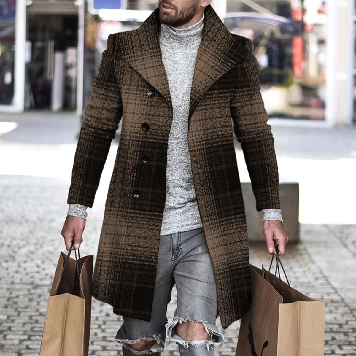2025 Long Coat Men Mens Wool J – Wool Coat Peacoat recenzja i cena