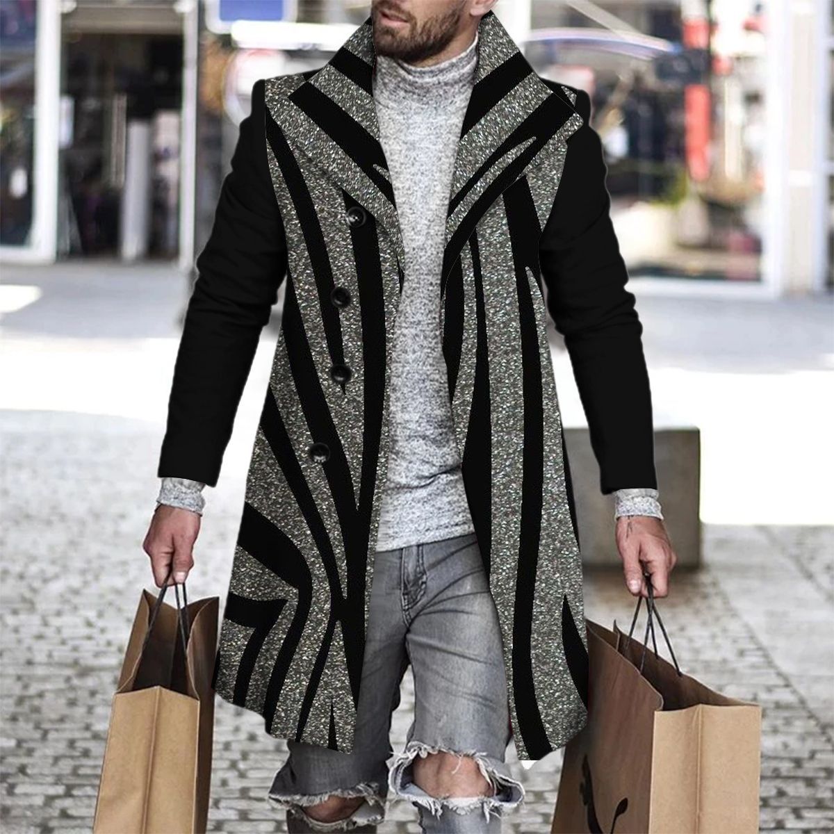 2025 Long Coat Men Mens Wool J – Wool Coat Peacoat recenzja i cena