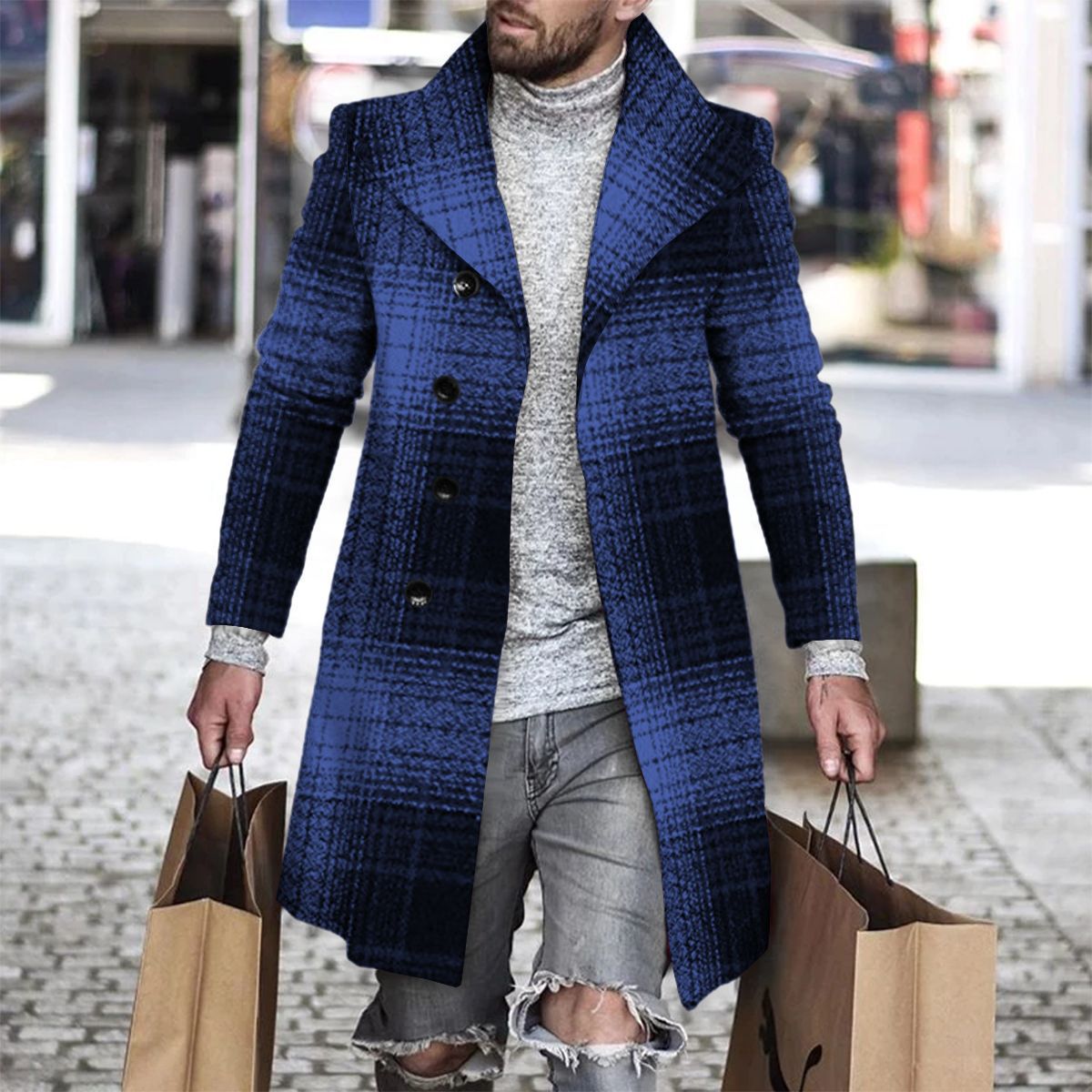 2025 Long Coat Men Mens Wool J – Wool Coat Peacoat recenzja i cena