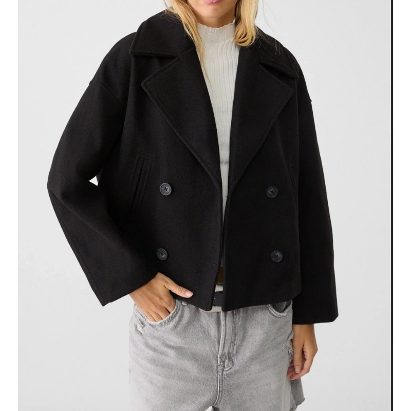Women's Oversized Double Breas – Wool Coat Peacoat recenzja i cena