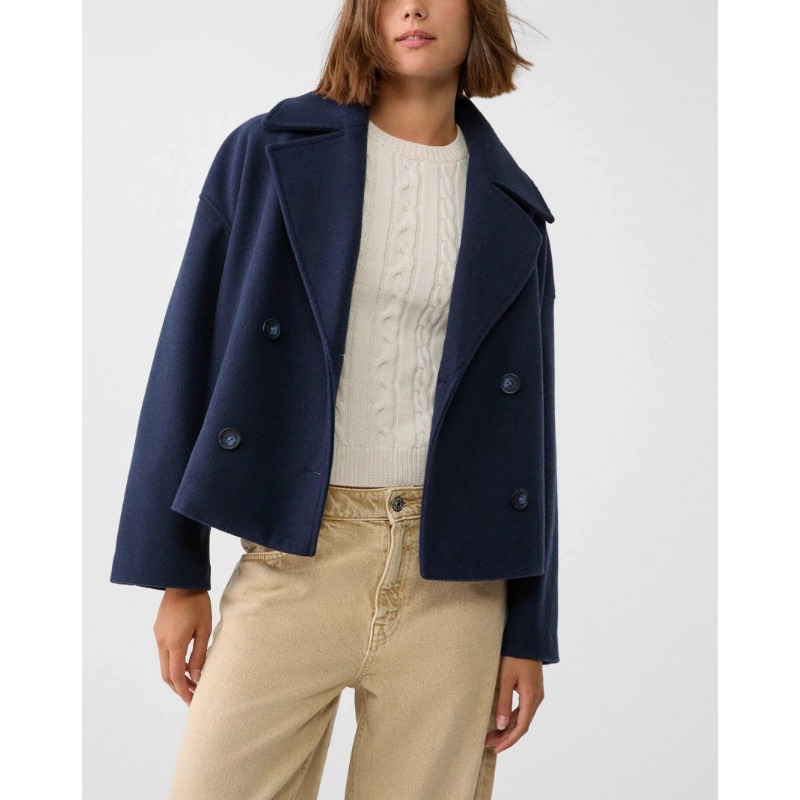 Women's Oversized Double Breas – Wool Coat Peacoat recenzja i cena