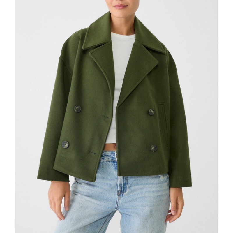 Women's Oversized Double Breas – Wool Coat Peacoat recenzja i cena