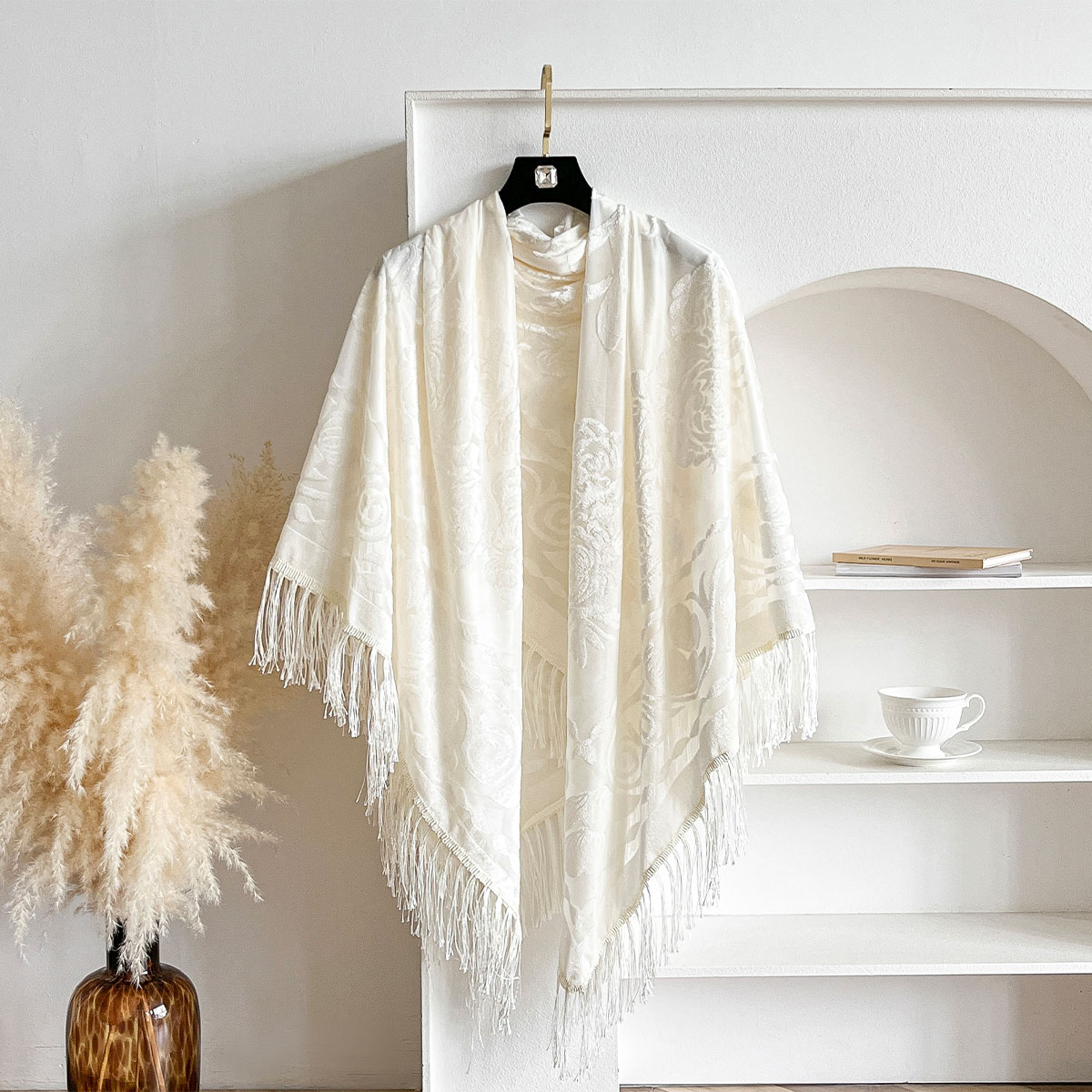 Retro Velvet Tassel Scarf Flor – Shawl Wrap Winter recenzja i cena