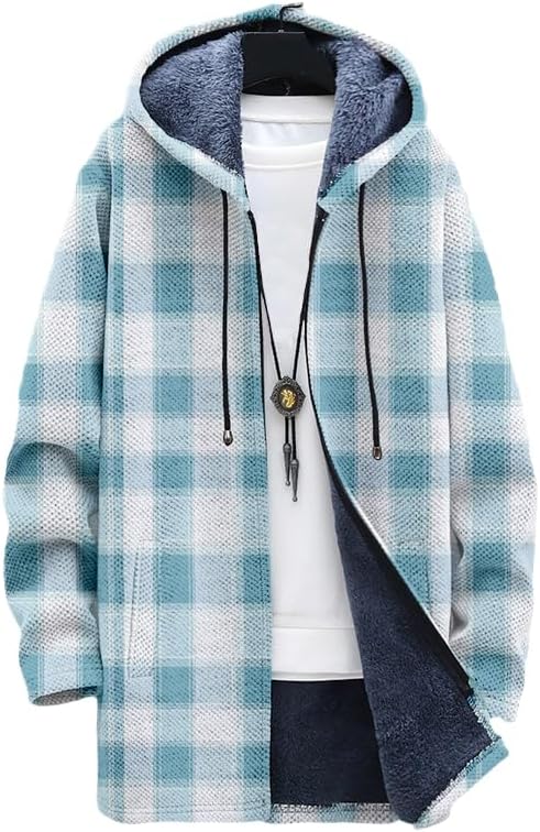 Men's Plaid Cardigan Oversized – Sherpa Hoodie Fleece recenzja i cena