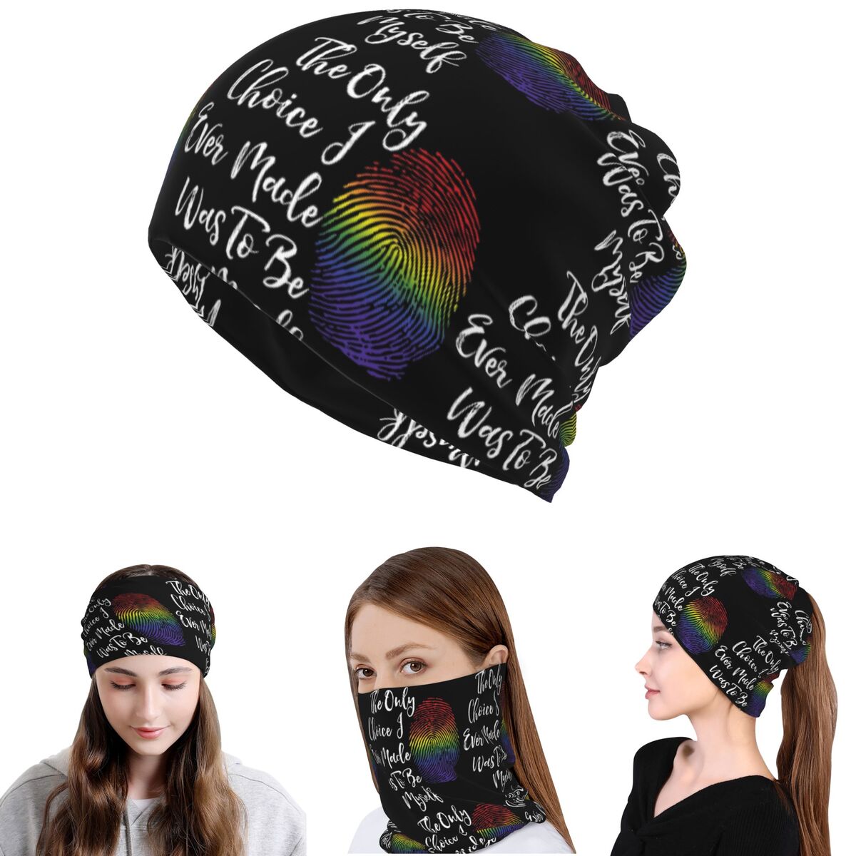 Faux Glitter Rainbow Pride Fla – Knit Beanie Hat Warm recenzja i cena