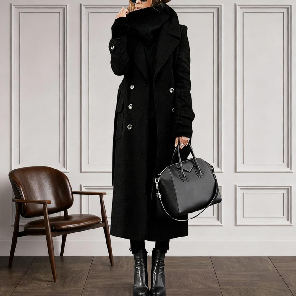 Women Coat Women's Double Brea – Wool Coat Peacoat recenzja i cena