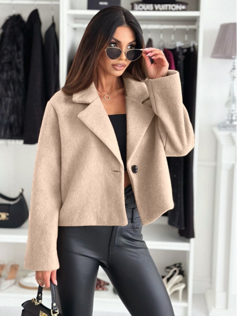 Cropped Trench Coat for Women  – Wool Coat Peacoat recenzja i cena