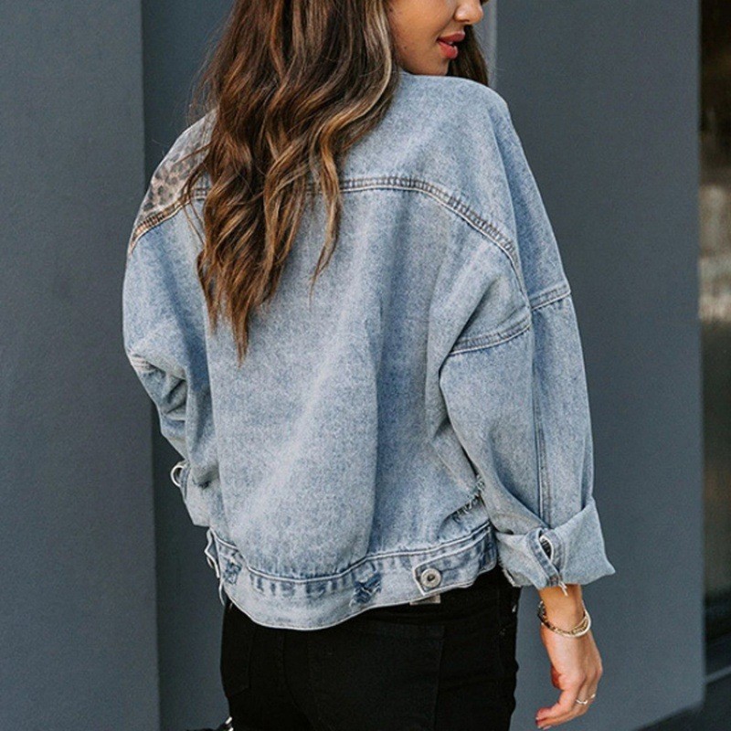 Leopard Stitching Denim Jacket – Down Jacket Packable recenzja i cena