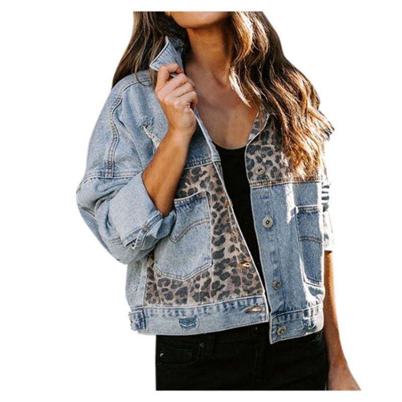 Leopard Stitching Denim Jacket – Down Jacket Packable recenzja i cena