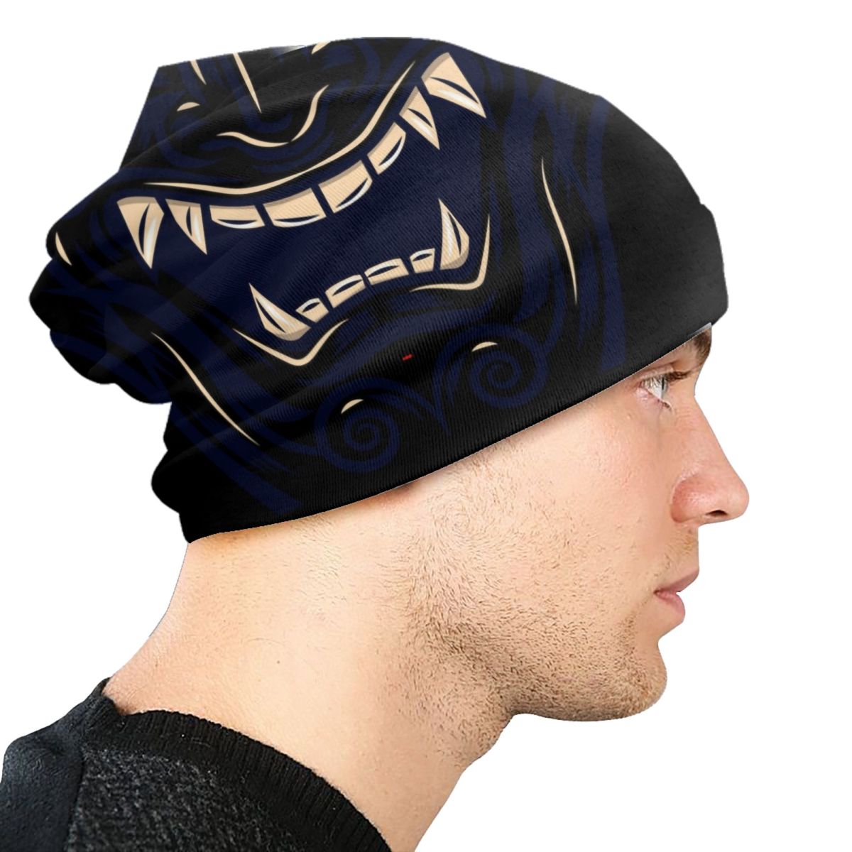 Midnight Black Samurai Warrior – Knit Beanie Hat Warm recenzja i cena