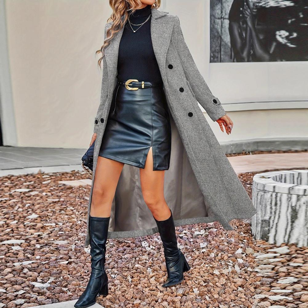 Autumn Coat Women's Long Wool  – Wool Coat Peacoat recenzja i cena