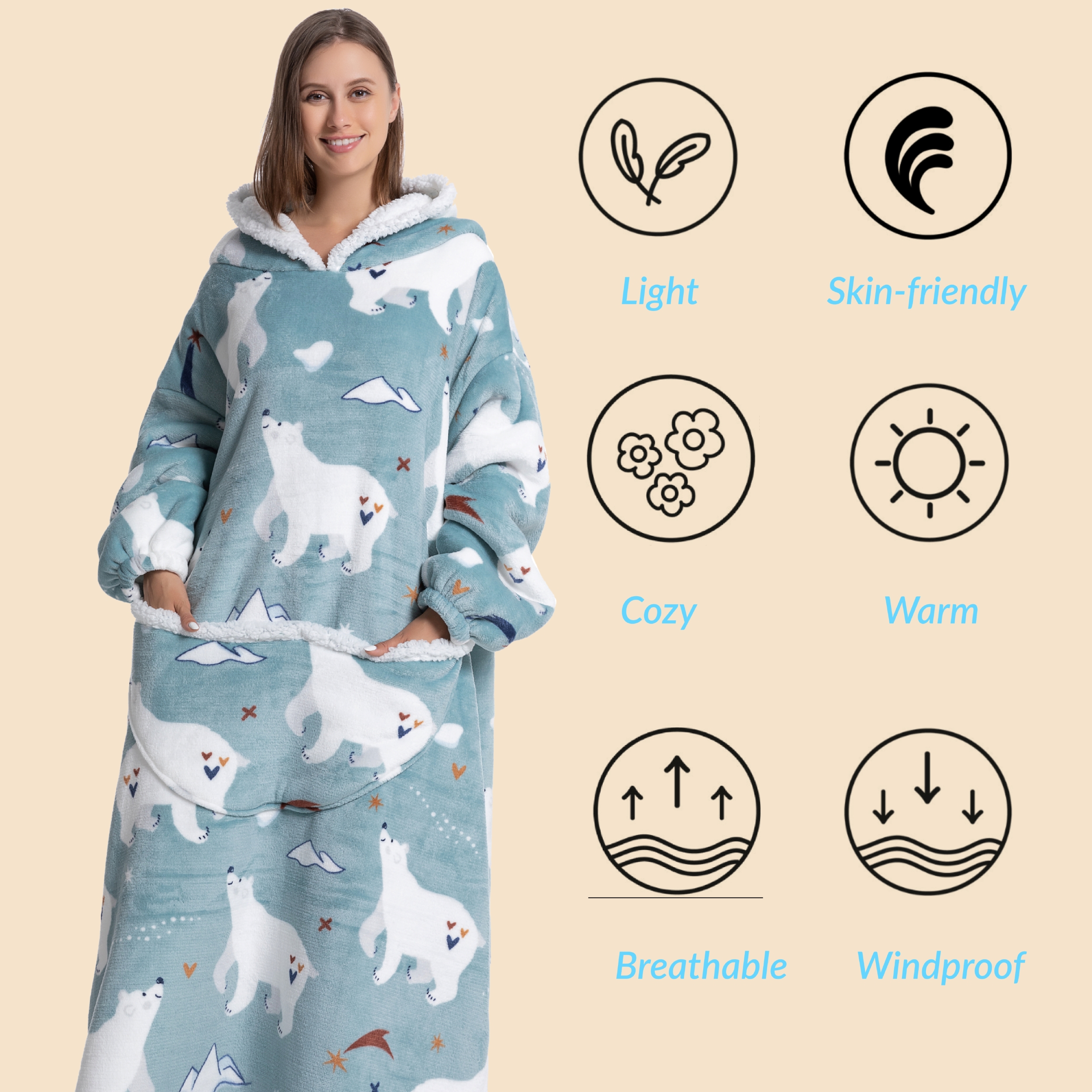 Oversized Wearable Blanket Coz – Sherpa Hoodie Fleece recenzja i cena