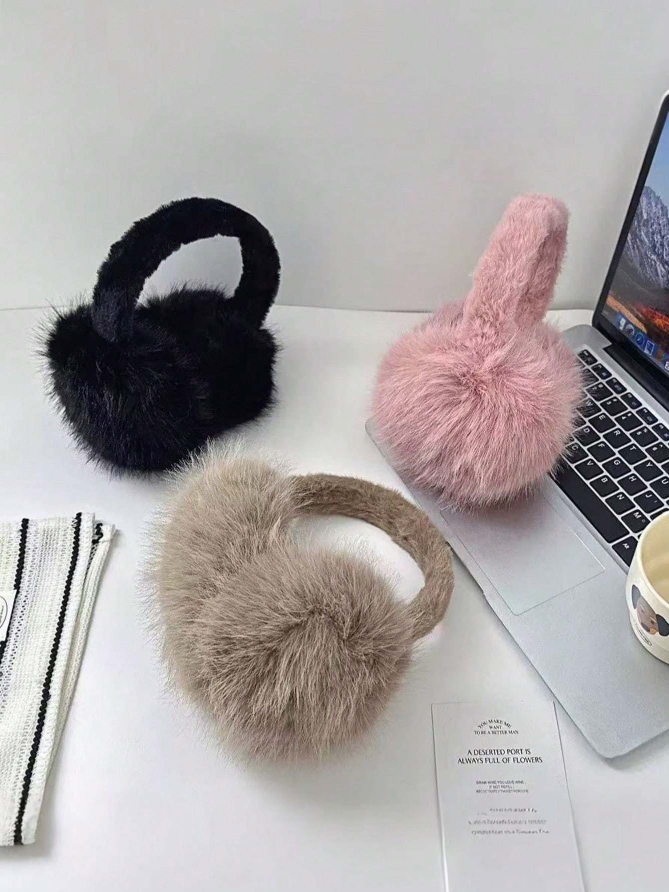 Fluffy Women's Ear Warmers, Fo – Earmuffs Foldable recenzja i cena